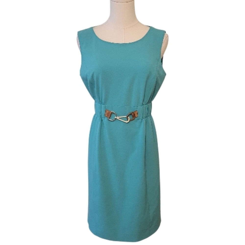 Calvin Klein Sea‎ Green Sleeveless Horsebit Hardware Dress Size 6